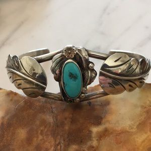 Sterling Silver & Turquoise Native Cuff Bracelet